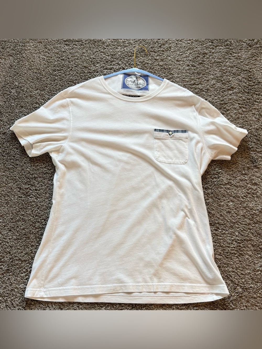 Barbour Lux White Short Sleeve Pocket Tee with Navy Trim